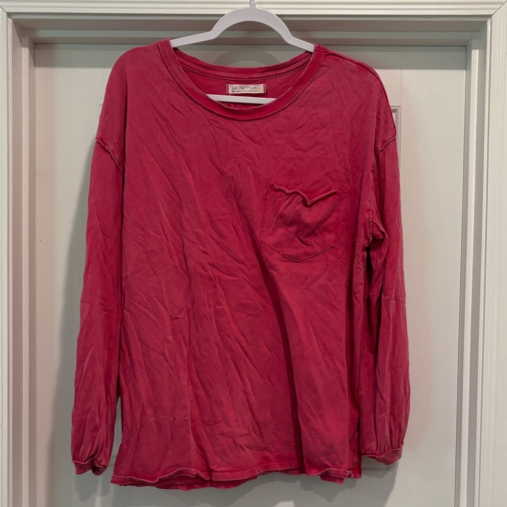 We The Free Fuchsia Long Sleeve Top with Pocket